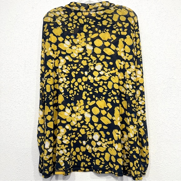 LOGO Layers Lori Goldstein Womens Blue and Yellow Long Sleeve Blouse Size Large - Picture 2 of 6